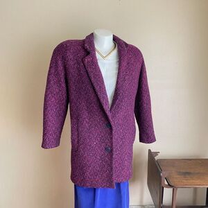 Vintage Chill Factor 90s Size Small Herringbone Peacoat Hot Pink Black Static